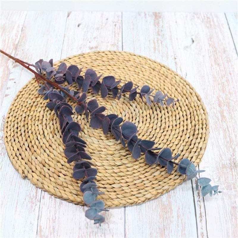 FuleHouzz 3 Pcs Soft Touch Artificial Eucalyptus Leaves Spray 31.5" Fake Silver Dollar Greenery Stems for Home Wedding Floral Arrangement, Blue - Image 2